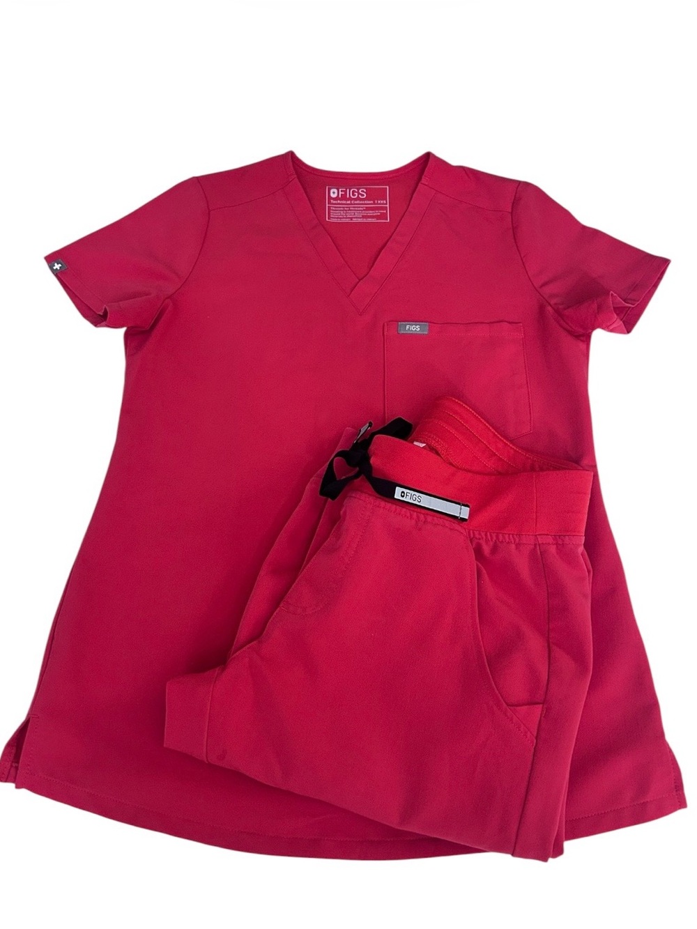 FIGS Women's Scrub Set Catarina Top (XXS) & Zamora Jogger Pants (XS/P) Red